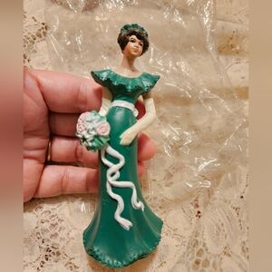 Vintage Cake Topper Bridesmaid in Green Wilton Figure for Cake Decorating
